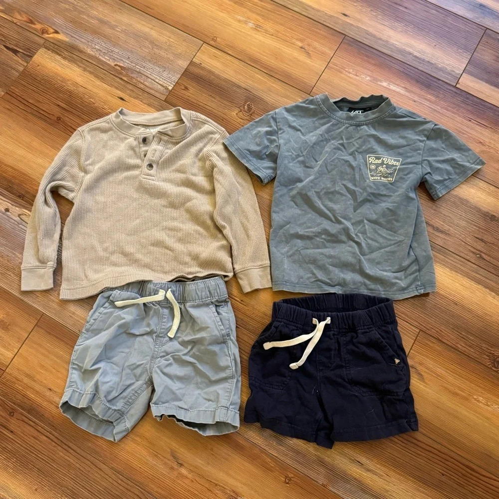 2T - Kids' Casual Outfit Set - Beige and Blue